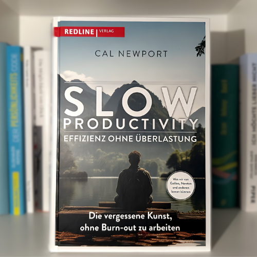 Ein Bild vom Buch „Slow Productivity“ von Cal Newport in meinem Bücherregal